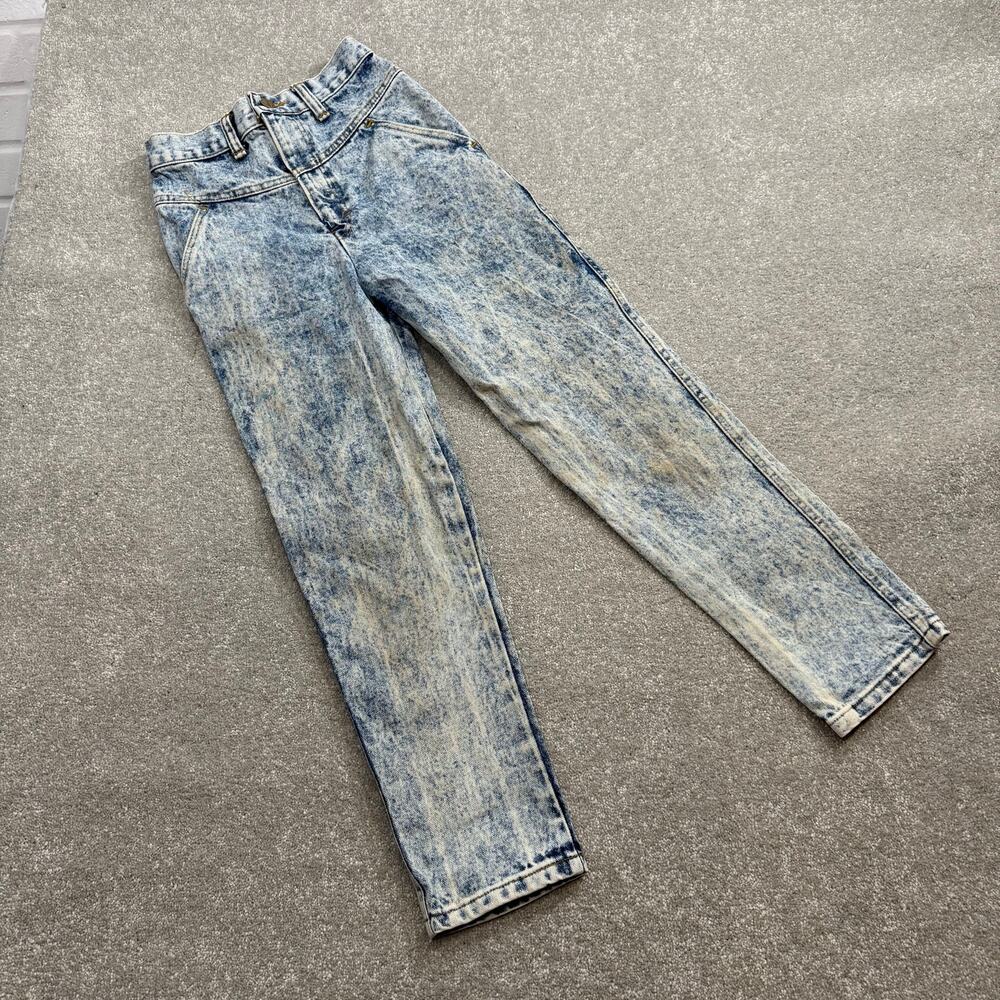 Vintage 80s Palmetto High Waist Acid Wash Jeans Blue Girl 10 Made in USA Western